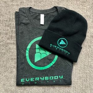 NEW Everybody Digital Black T-Shirt Size Medium and Beanie